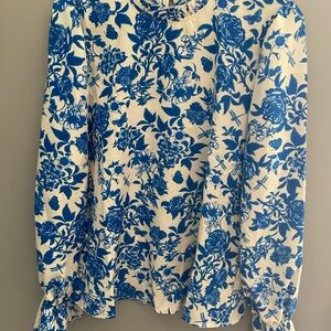 Floral Blue and White Women's Top
